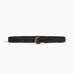 Veronica Beard Leo Black Leather Braided Belt